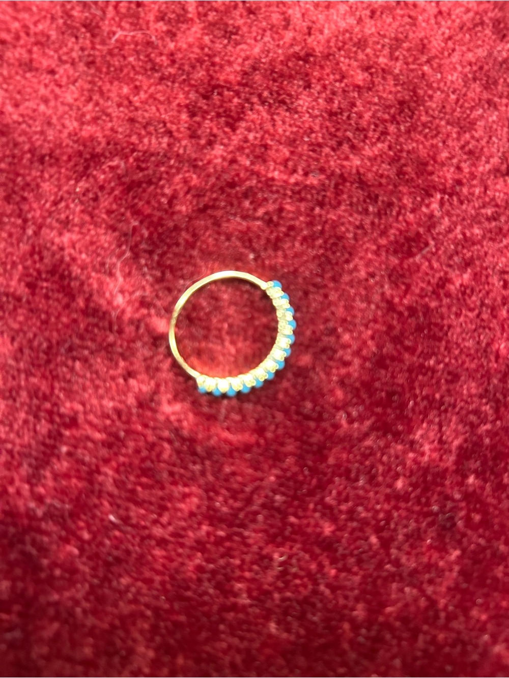 Gold Turquoise Bead Row Ring - Picture 2 of 3